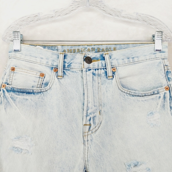 American Eagle Cotton Distressed Light Wash Jean Shorts  P4847 - Picture 3 of 8